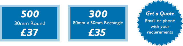 500 30mm round digital stickers for £37
