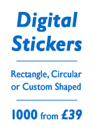 Digital Stickers, Rectagle, Circular or Custom Shaped, 1000 from £39